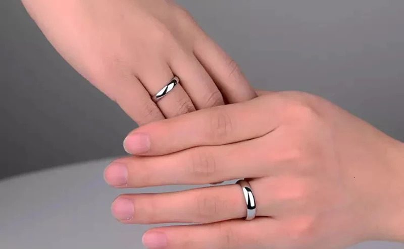 Band Rings S925 Stamped White Gold Color Tibetan Silver Ring Simple 4mm Stanless Steel Rings for Men Women Couple Gift Jewelry Accessories 231021