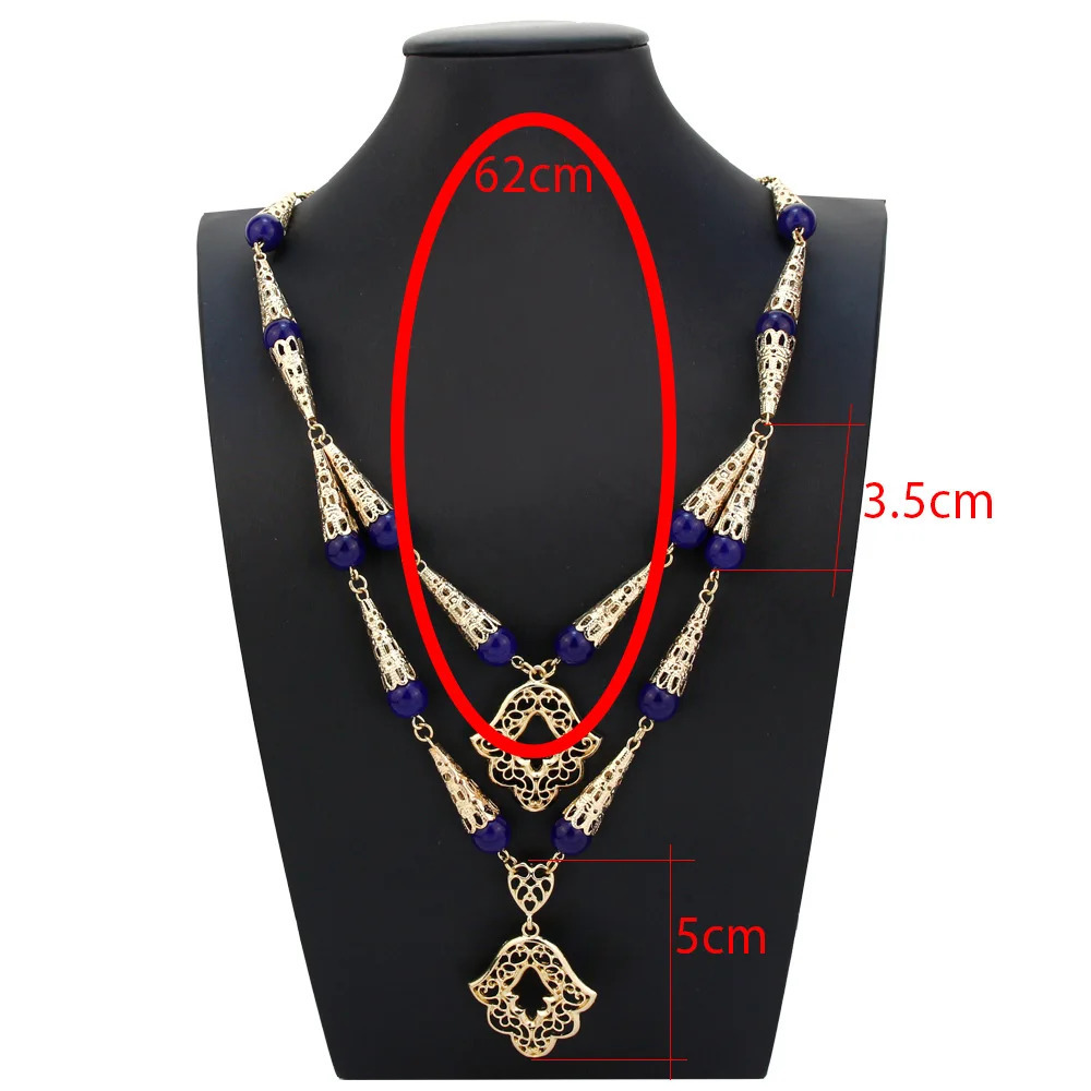 Pendant Necklaces Neovisson High Quality Gold Color Algeria Beaded Necklace for Women Double Layer Chain Morocco Jewelry Natural Stone Gift 231021