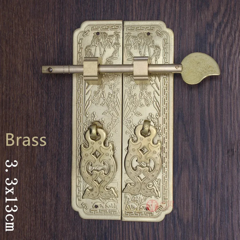 Door Locks 13cm16cm Door handle Chinese style Retro Pure copper Antique Chinese furniture handle Cabinet Pair straight handle 231021