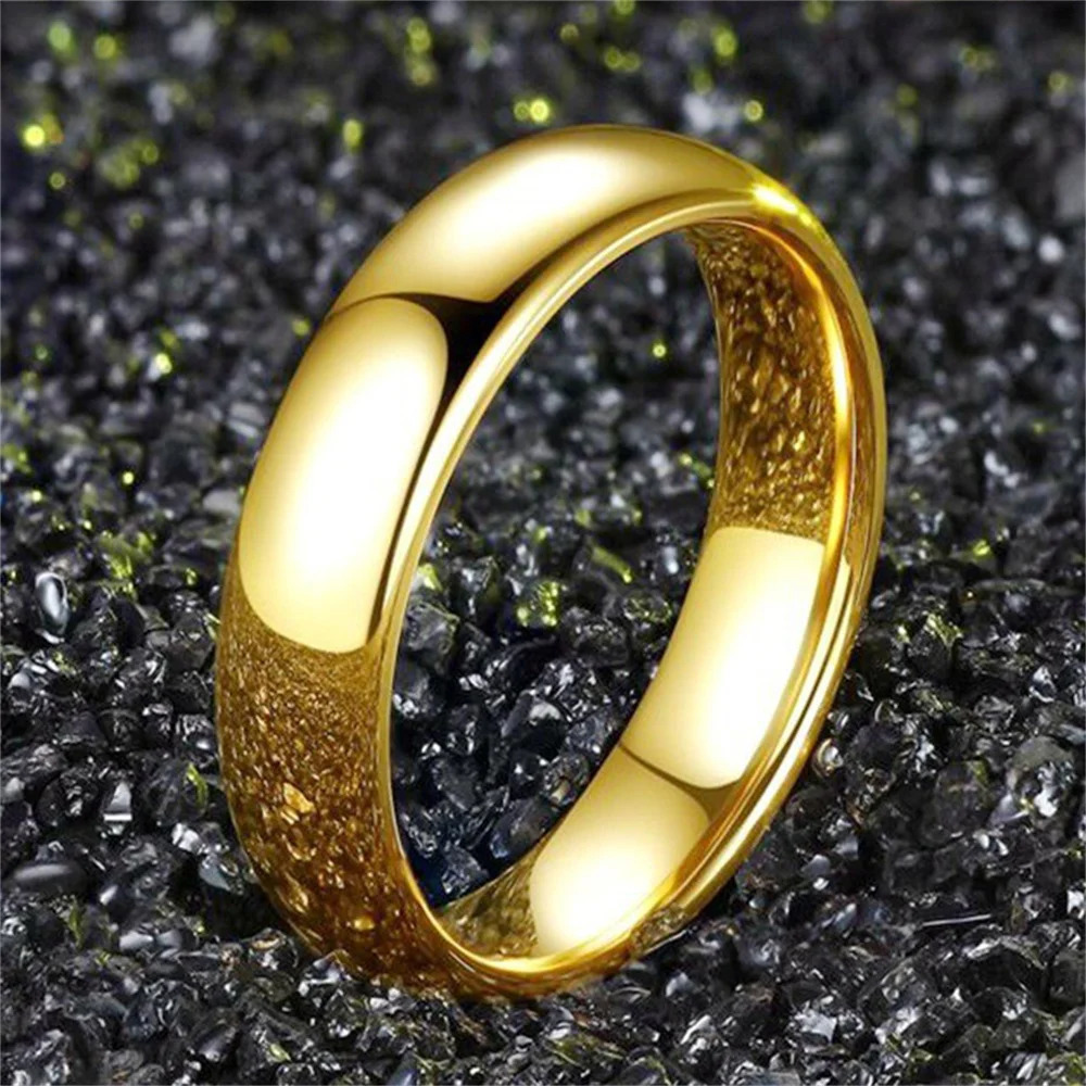 Band Rings Gold Plated Ring 18K Gold Color Fashion Women Anillos Mujer ExcLUSive Couple Wedding Ring Bague Femme Acier Inoxydable Bague 231021