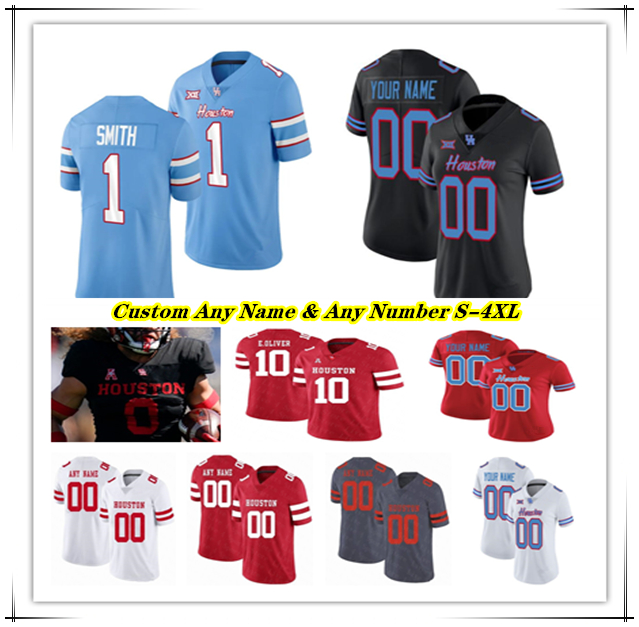 Houston Cougars UH College Football Jersey Donovan Smith Parker Jenkins Stacy Sneed Samuel Brown Joseph Manjack IV Matthew Golden Malik Robinson Nelson Ceaser 4XL