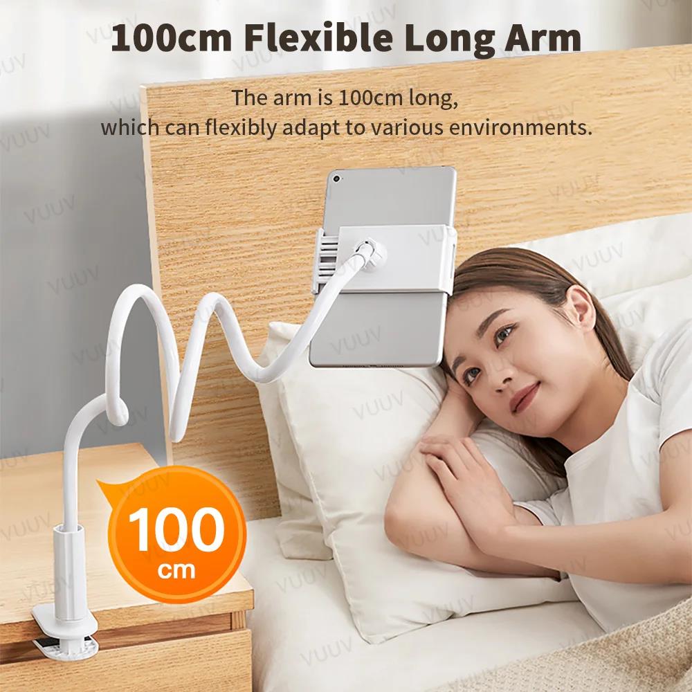 Phone Tablet PC Holder Bed Desk Flexible Long Arm Clamp Tablet Stand For iPad 10 9 8 7 Air Pro Max mini iPhone 12 13 14 15 Samsung Xiaomi MIX 10 11 12