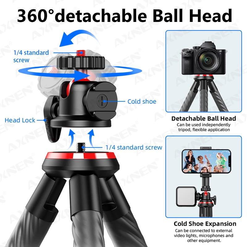 Flexible Selfie Stick Sponge Octopus Tripod With Extend 1/4'' Screw Mobile Phone Clip For IPhone Xiaomi Samsung Smartphone Canon Nikon Sony 
