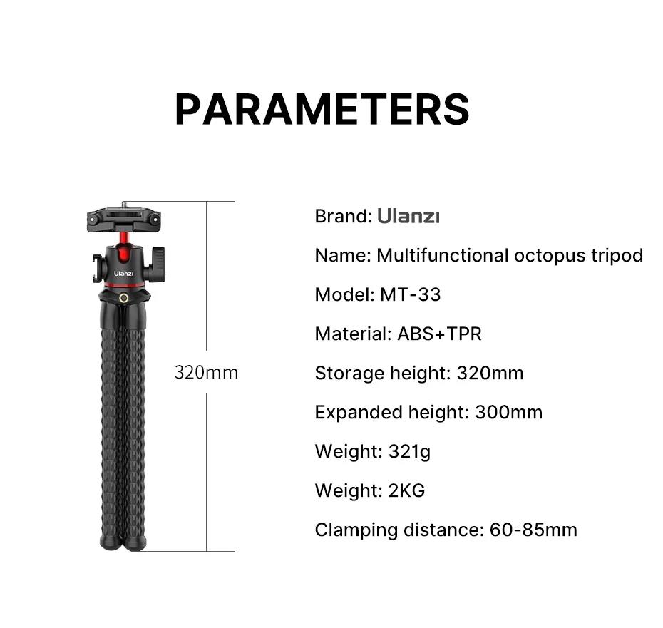 Camera Flexible Tripod ULANZI MT-33 Mini Tabletop Tripod Selfie Stick with 1/4" Screw For iPhone 11 12 mini Pro 13 14 XR XS MAX Samsung A52 A53 A
