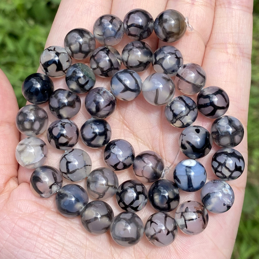 8mm Natural Stone Beads Round Smooth Tiger Eye Lava Amazonite Turquoises Agates Jaspers Gemstone Loose Bead for Jewelry Making DIY Bracelet Necklace A