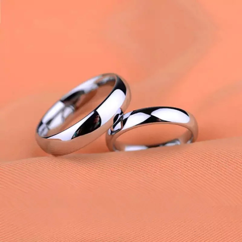 Band Rings S925 Stamped White Gold Color Tibetan Silver Ring Simple 4mm Stanless Steel Rings for Men Women Couple Gift Jewelry Accessories 231021