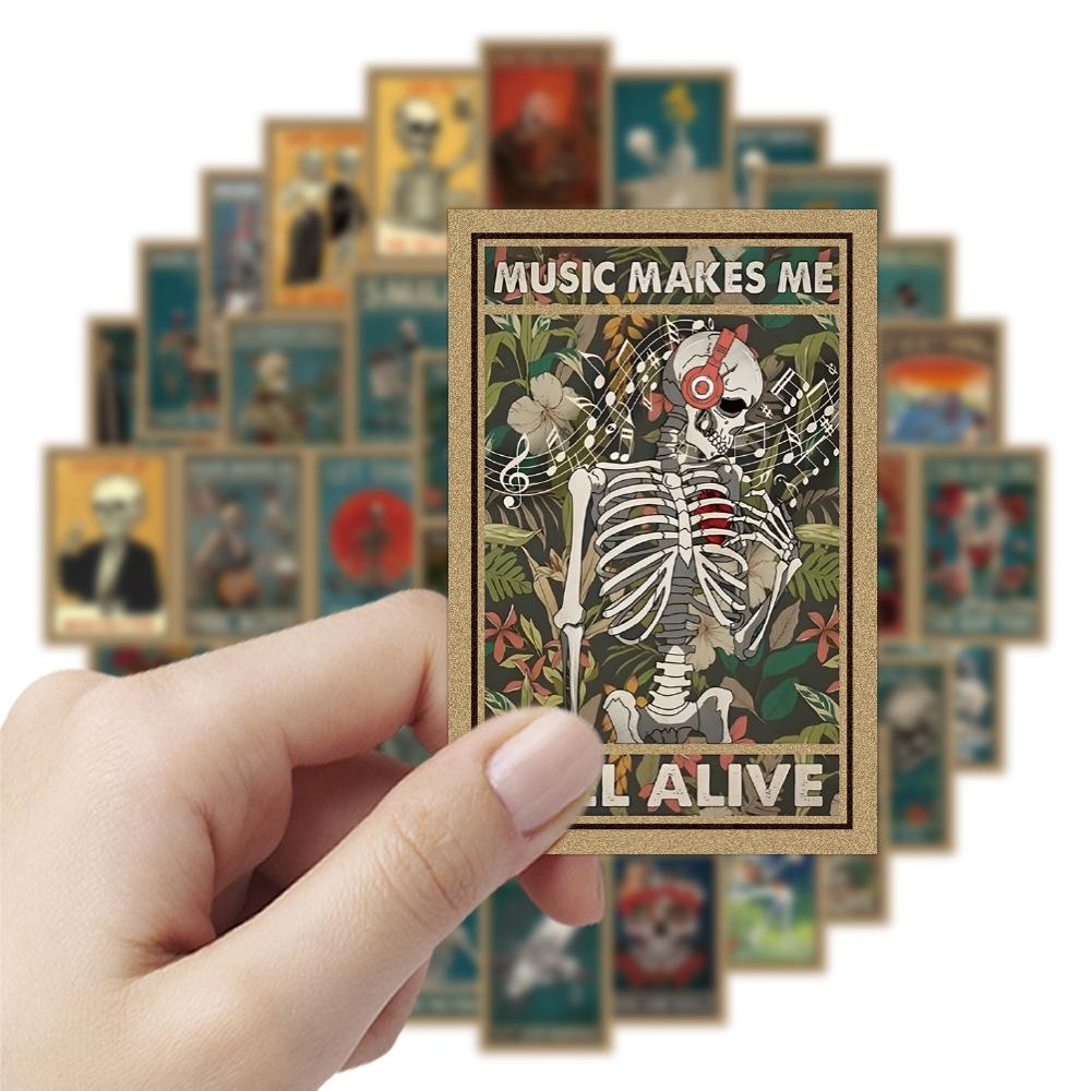 52Pcs Skeleton Tarot Cards Stickers Skull Tarot Graffiti Stickers for DIY Luggage Laptop Skateboard Motorcycle Bicycle Stickers