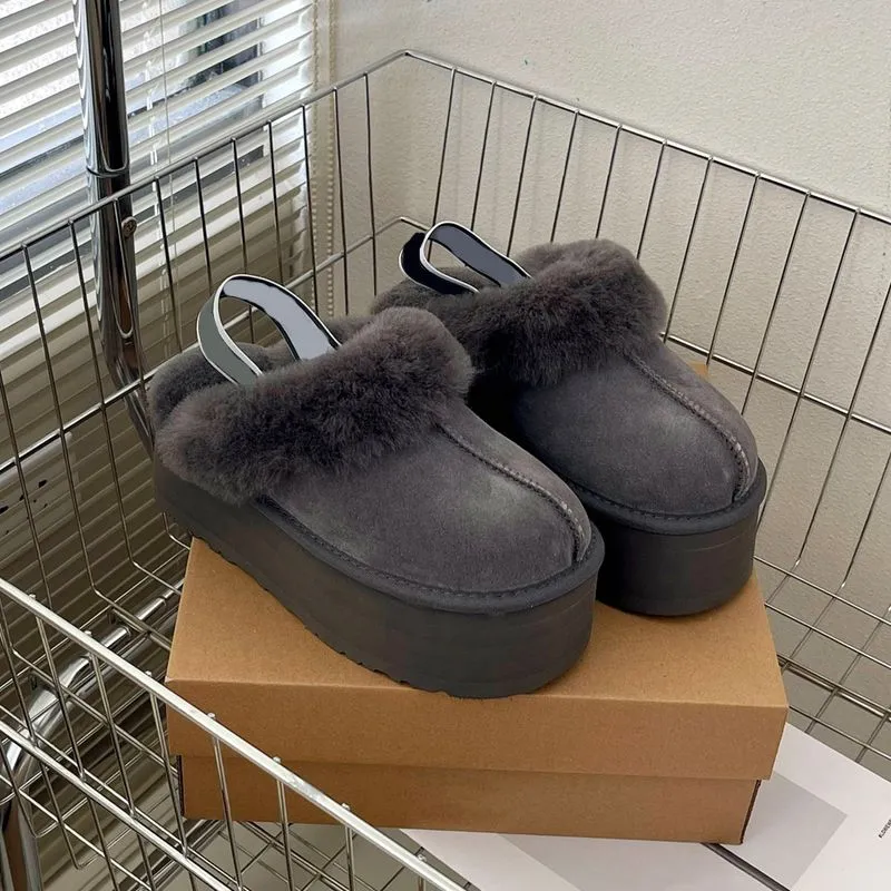 Disquette Fashion Suede Slippers Thick Sole Slippers Chestnut Furry Slides Shearling Tazz Mules Women Slip-on Shoes Upper Comfort Fall Winter Ugl