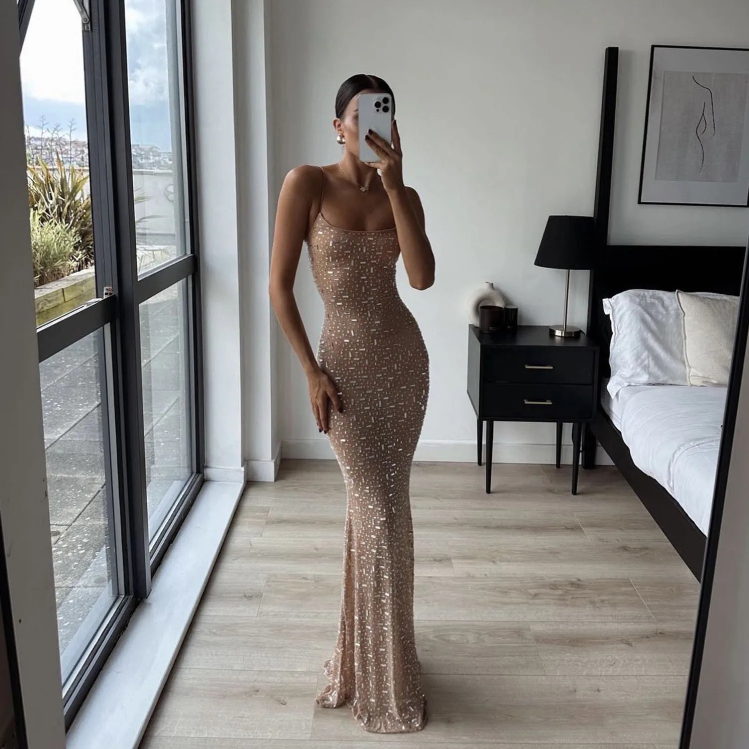 Urban Sexy Dresses Gtpdpllt See Through Mesh Diamond Backless Maxi For Women 2023 Party Dress Birthday Night Club Outfits Evening 231023