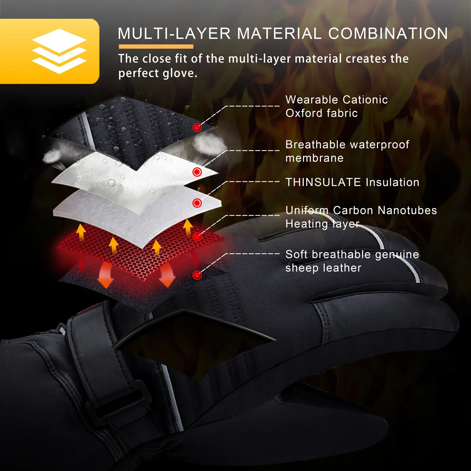 Five Fingers Gloves Winter outdoor hiking camping hiking motorcycle riding three-speed thermostat charging waterproof ski heating gloves 231021