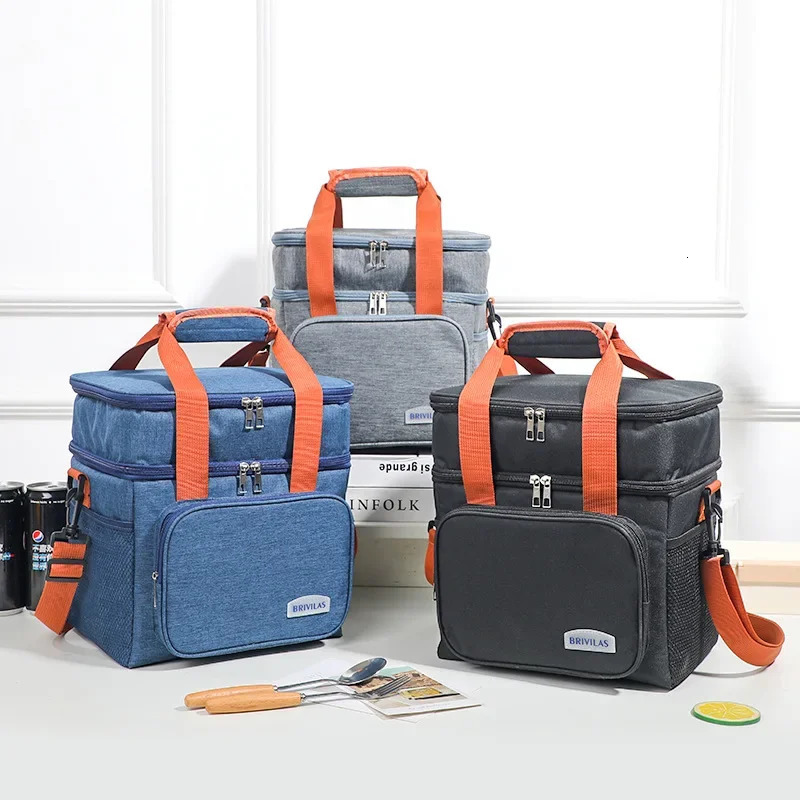 Ice Packs/Isothermic Bags Portable Thermal Lunch Bag Picnic Food Cooler Bags Insulated Case Durable Waterproof Office Lunch bag Cooling Box Shoulder S