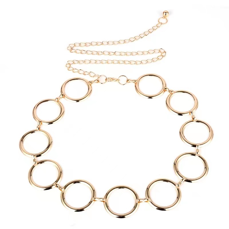 Metal Long Circle Ring Waist Chain Belt for Women Gold Silver Color Round Circle Chains Belts Fit Ladies Dress Wholesale Factory Price