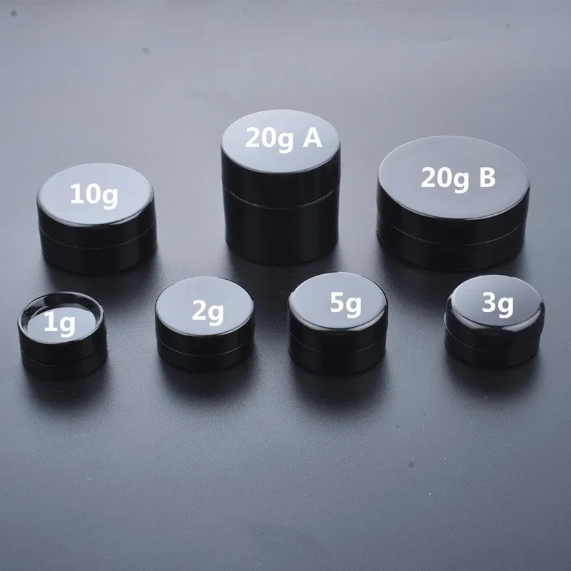 Perfume Bottle 50pcslot Empty 1g 2g 3g 5g 10g 20g Black Portable Cream Jar jars Pot Box Makeup Nail Art Cosmetic Bead Storage Container 231021