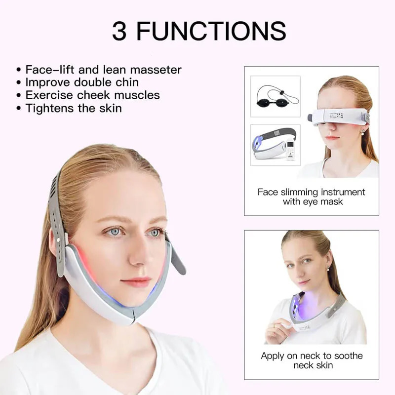 Face Massager EMS Micro-current Face Lifting Device LED Pon Therapy Vibration Massage Double Chin V-line Lift Face Slimming Machine 231021