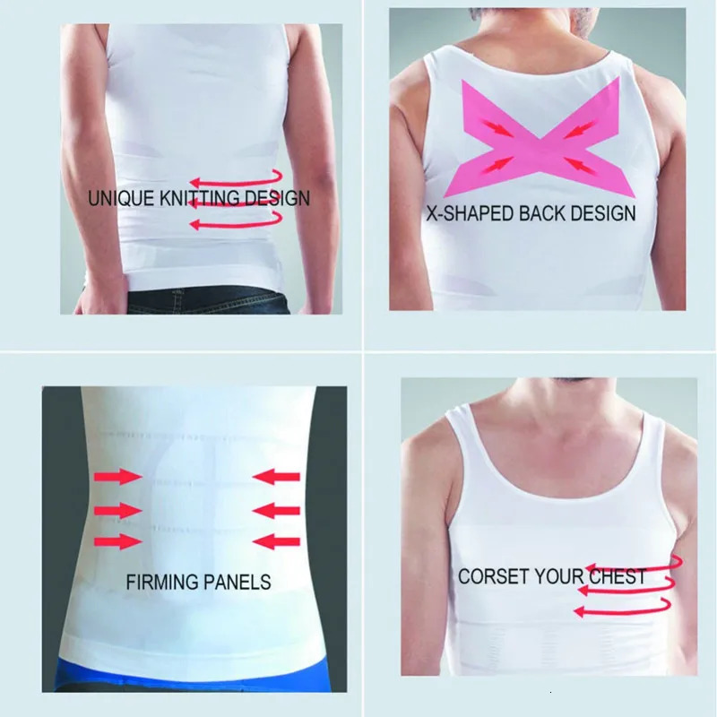 Waist Tummy Shaper Men Slimming Body Shaper Posture Corrector Tummy Control Shapewear Fat Burning Chest Corset Vest Modeling Compression T-Shirts 2310