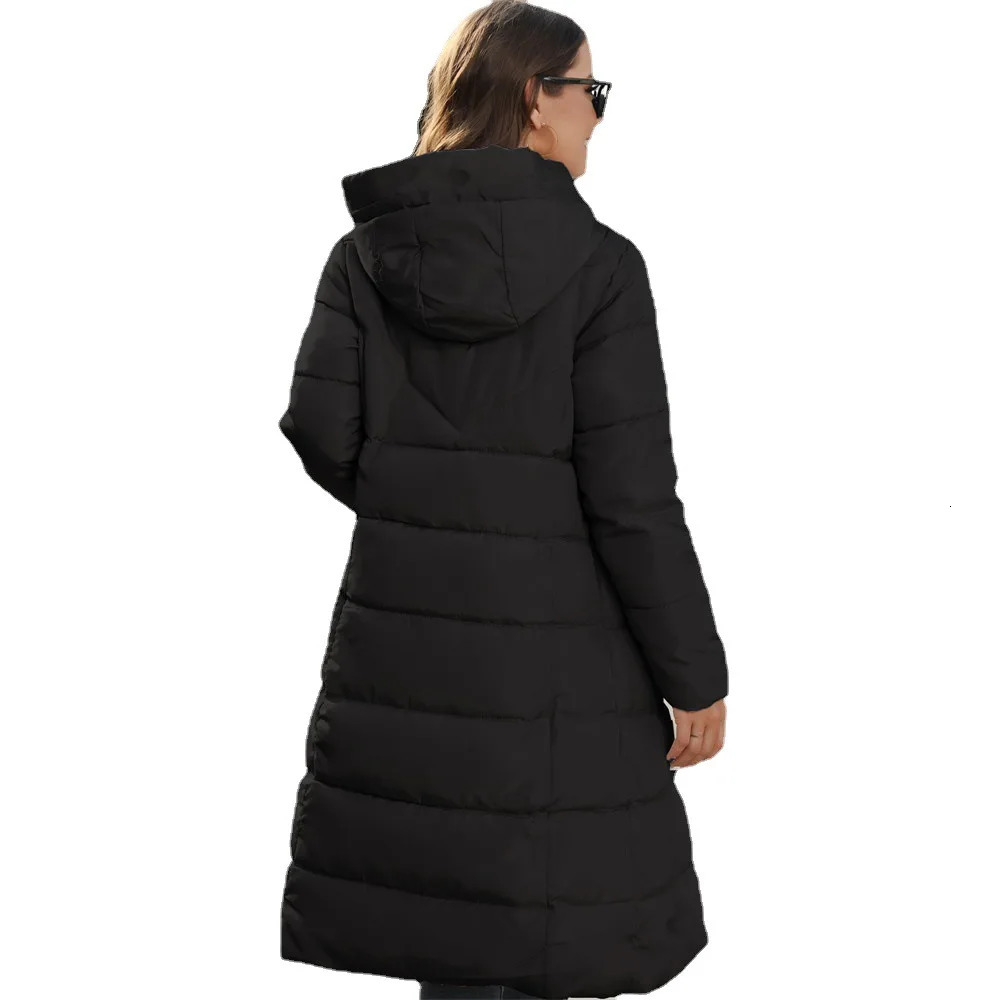 Women's Down Parkas Autumn Winter Cotton Thicken Padded Jacket Coat Medium Long Slim Warm Hooded Loose Outwear 231023Z