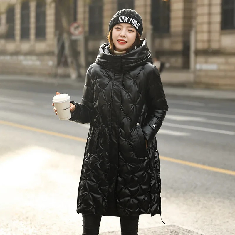 Women's Down Parkas Winter Fashion Long Cottonpadded Coat Womens Casual Hooded Jacket Female hjgyu 231023