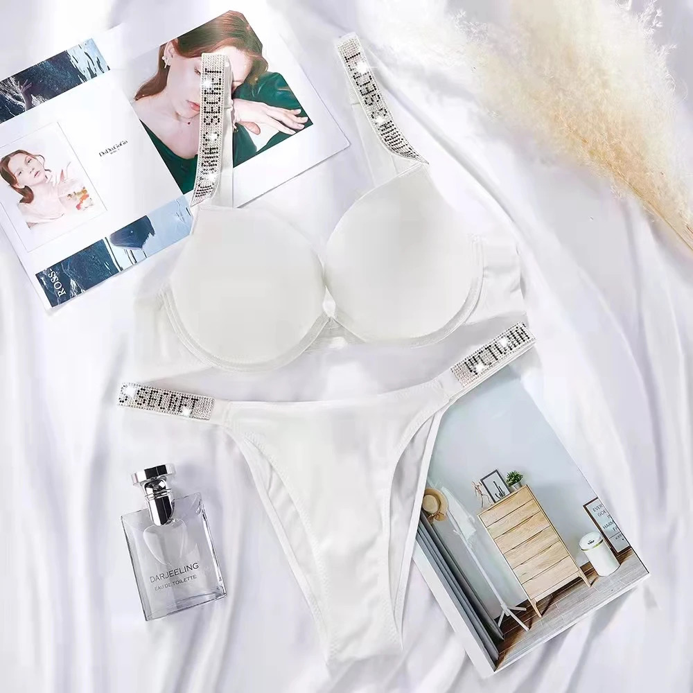 Women's Panties VICTORIAS SECRET Sexy Women Lace Push Up Bra Set White bralette Letter Pieces Intimate Suit Elegant Ladies Underwear 231023