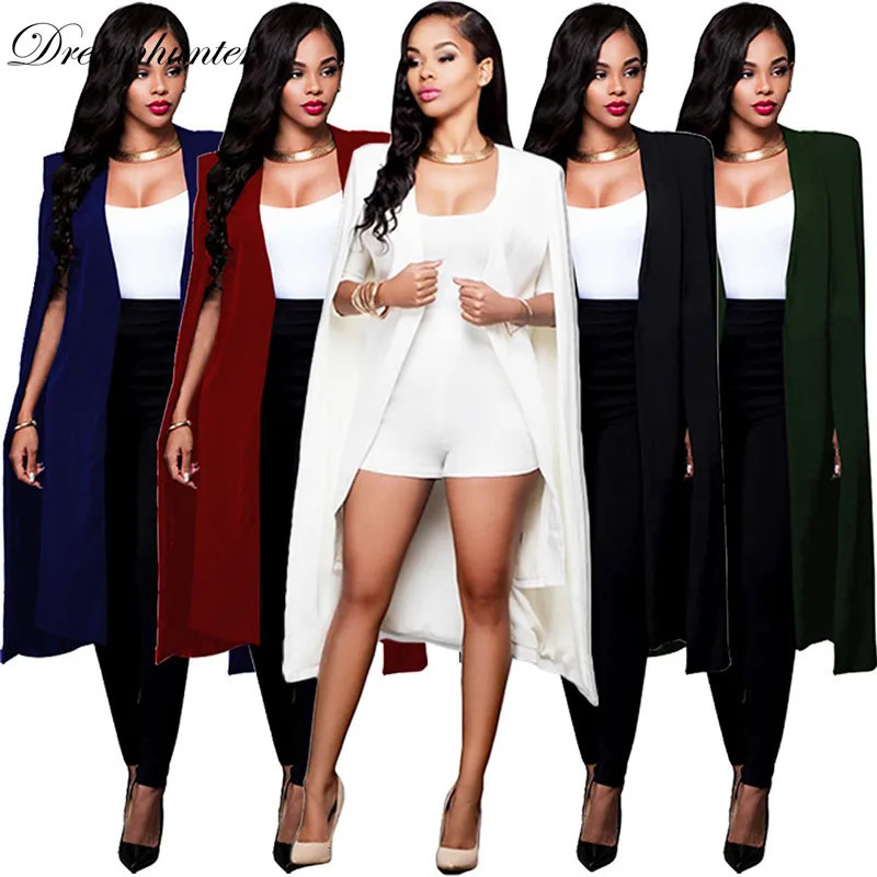 Women's Cape Women's Jackets S-4XL Long Blazer Women Jacket Cloak Suits Plus Size Wind Coat Poncho Trench Shawl Wrap Manteau Cape Outerwear 