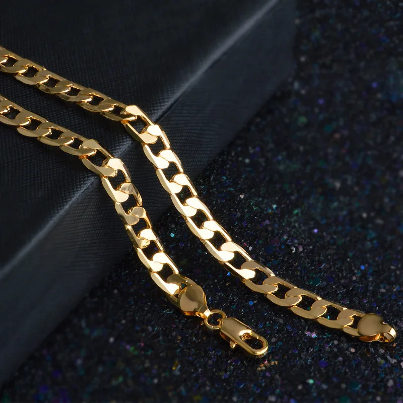 Chokers Special offer 18K gold Necklaces 925 Stamp Silver color Classic 8MM sideways chain for Men woman fine Jewelrys Wedding party 231021