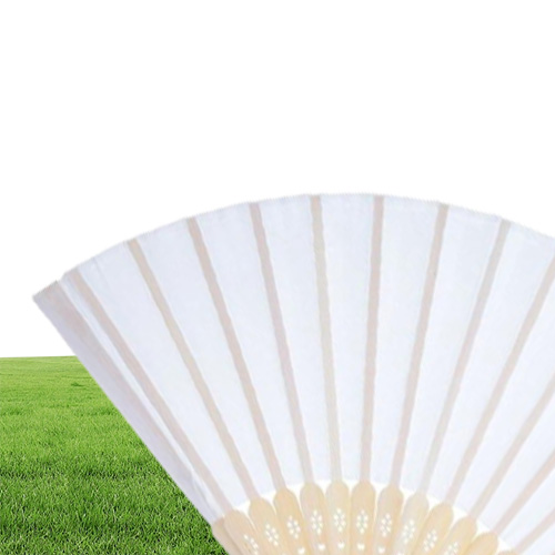 12 Pack Hand Held Fans Party Favor White Paper fan Bamboo Folding Fans Handheld Folded for Church Wedding Gift4469106