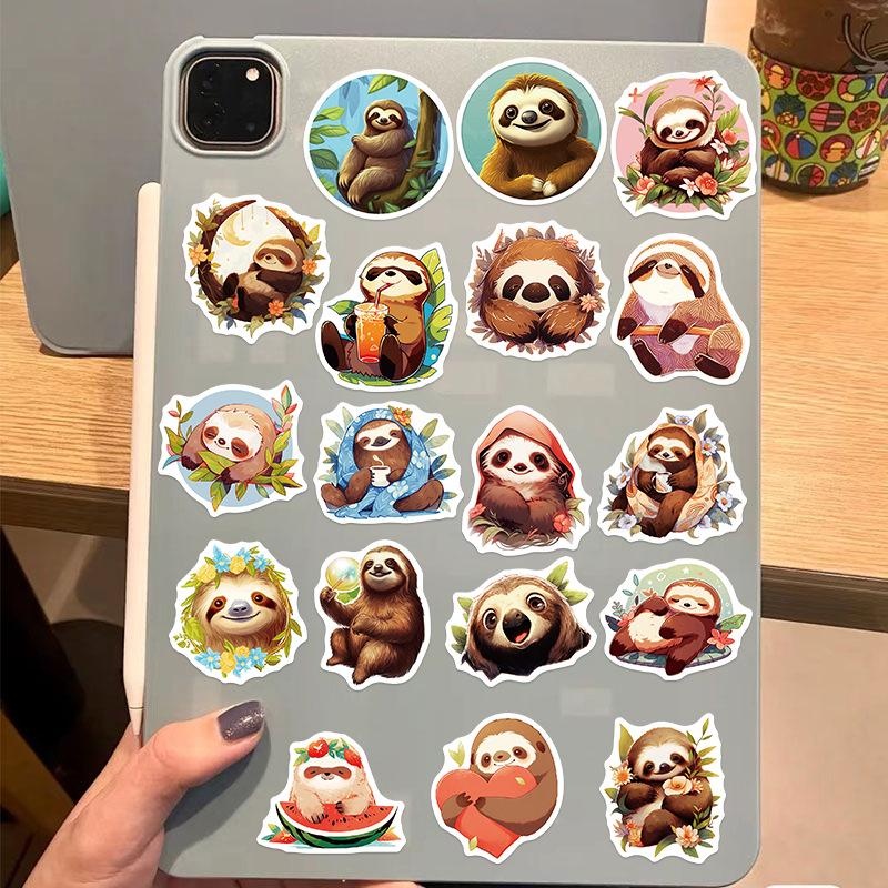 50Pcs Cartoon Sloth Stickers Cute Animal Sloth Graffiti Stickers for DIY Luggage Laptop Skateboard Motorcycle Bicycle Stickers