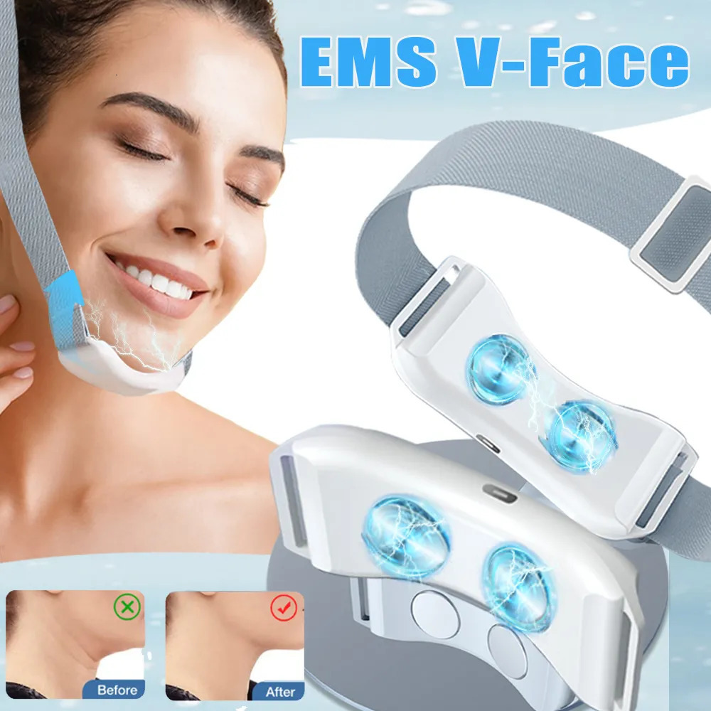 Face Massager EMS V-Face Double Chin Reducer V Face Massager Shape Lifting Slimming Microcurrent Beauty Device V-Line Chin Up Remover 231021