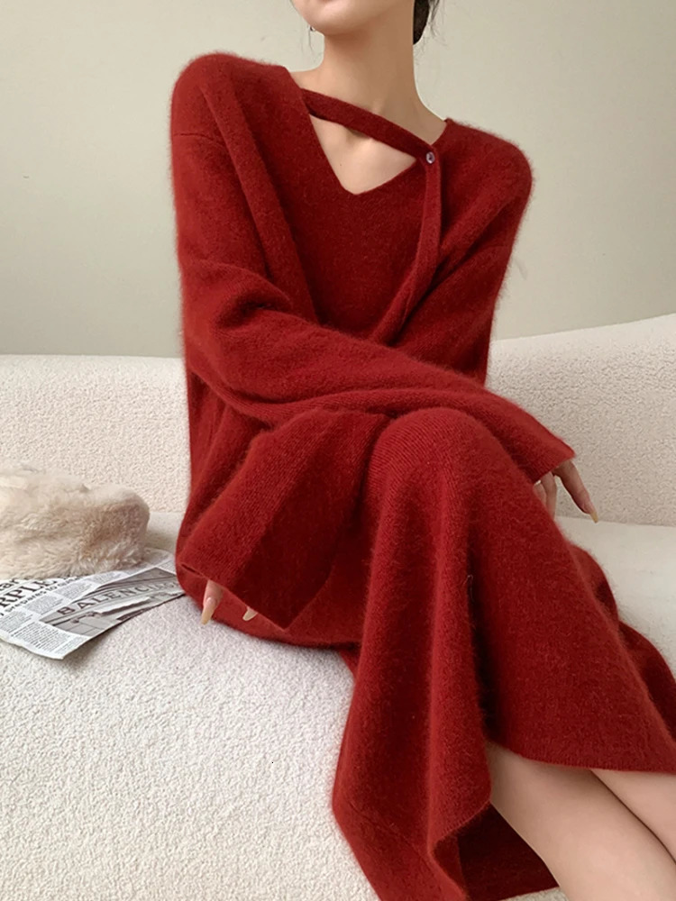 Women's Sweaters Oversized Sweater Pullover Long Sleeve Dresses Korean Fashion Sweater Women Elegant Long Dress Top Autumn Sweater Dress 231023