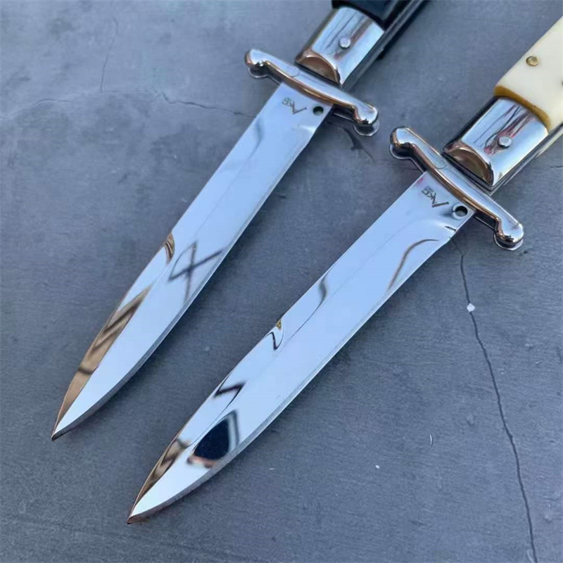 2025 new Italian Style Mirror Tactical Folding Knife EDC Hunting Knives 440C Blade Acrylic Handle Portable Outdoor Camping Survival Tools BM 535 565 3