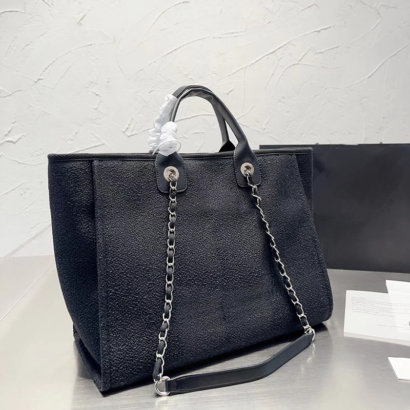 2023 New Beach Shopping High Capacity Handbag Canvas Pearl Bag