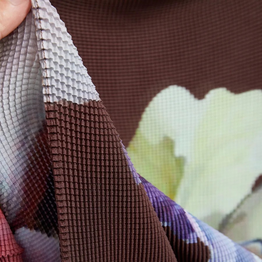 Two Piece Dress Pleated 2 Pieces Fashion Printing High Elastic Slim Fit Long Sleeve Tops Waist A Line Midi 2023 Autumn 231023