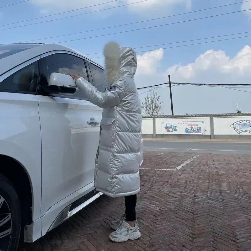 Women's Down Parkas Large Natural Raccoon Fur Collar Hooded Winter Jacket Women White Duck Thick Warm Park Female Real Long Snow Coat 231023Z