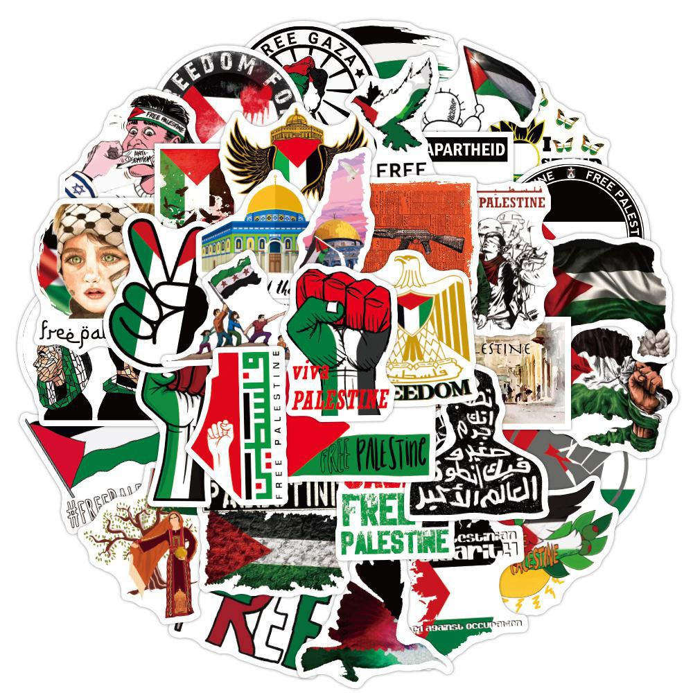 50Pcs Free Palestine Stickers Palestinians Graffiti Stickers for DIY Luggage Laptop Skateboard Motorcycle Bicycle Stickers
