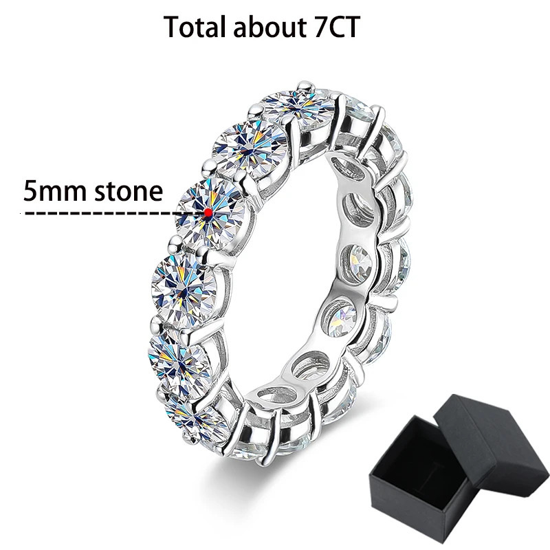 Wedding Rings Smyoue 7ct 5mm Full Ring for Women Men Sparkling Round Cut Full Enternity Diamond Band Wedding S925 Sterling Silver 231021