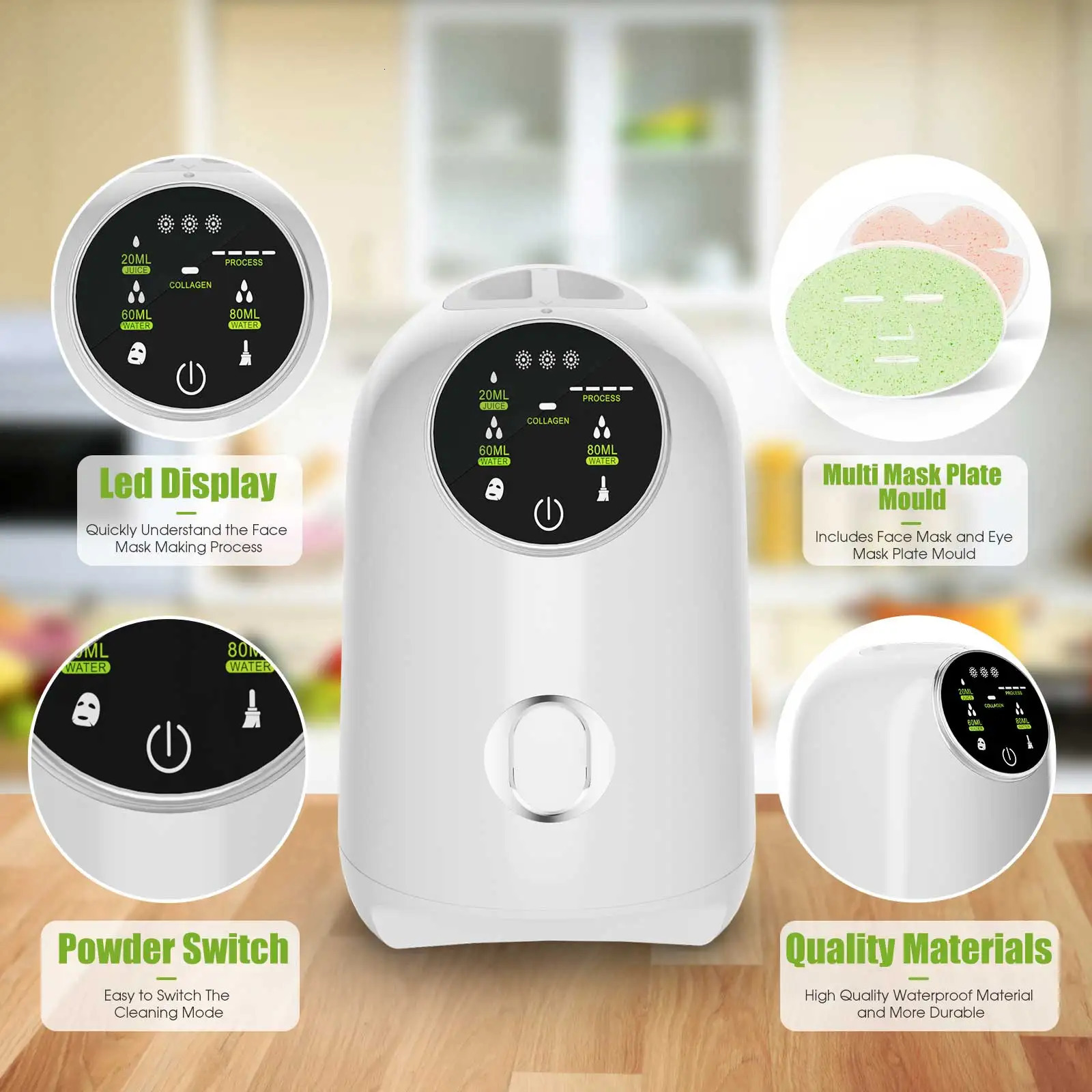 Face Massager Beauty Mask Maker Machine Automatic DIY Fruit Vegetable Skincare Acne Treatment Hydration Anti Aging with 32pcs Collagen 231021