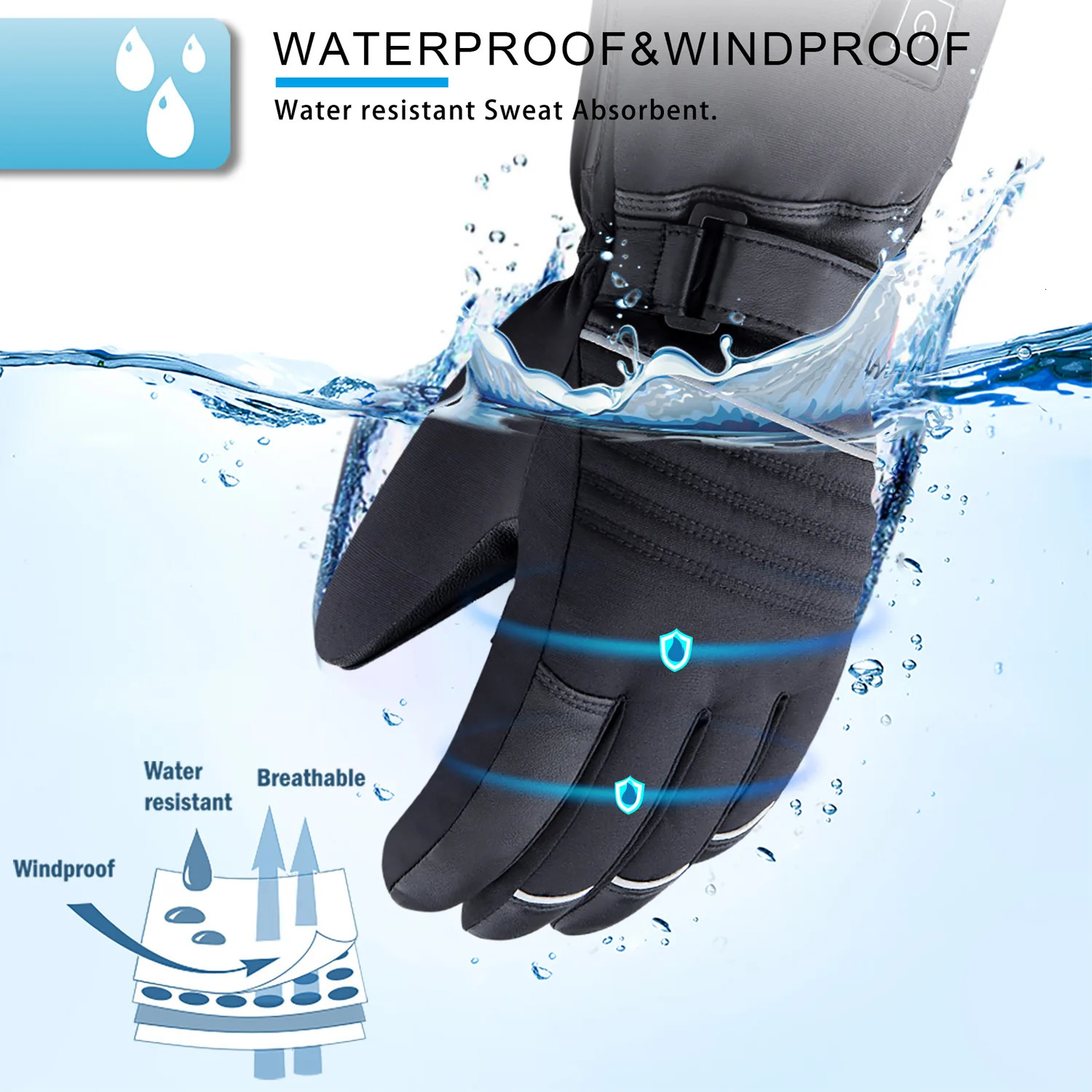 Five Fingers Gloves Winter outdoor hiking camping hiking motorcycle riding three-speed thermostat charging waterproof ski heating gloves 231021