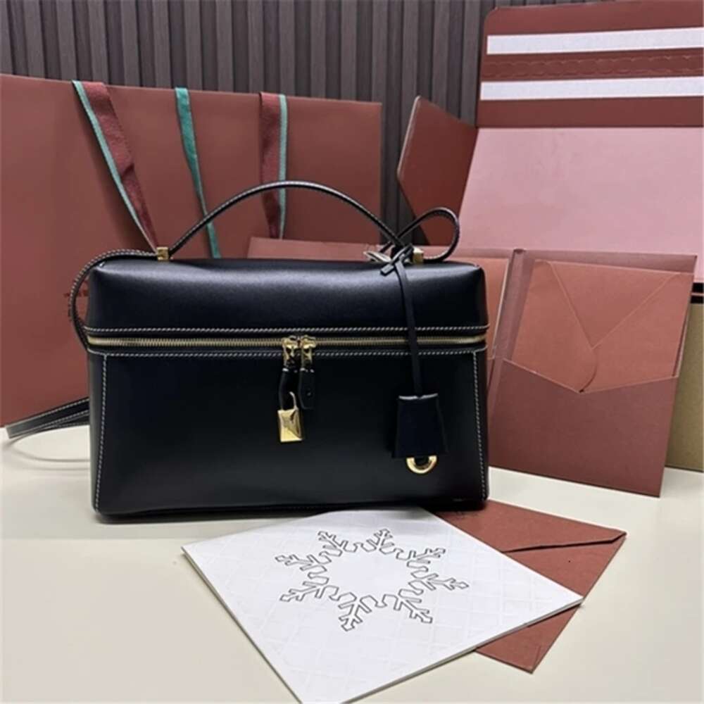 Designer Women Extra Pocket L27 LunBags Box Leather Crossbody Shoulder Fashion Makeup Bag Double Zipper Mini Tote 240229