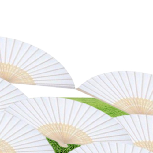 12 Pack Hand Held Fans Party Favor White Paper fan Bamboo Folding Fans Handheld Folded for Church Wedding Gift4469106