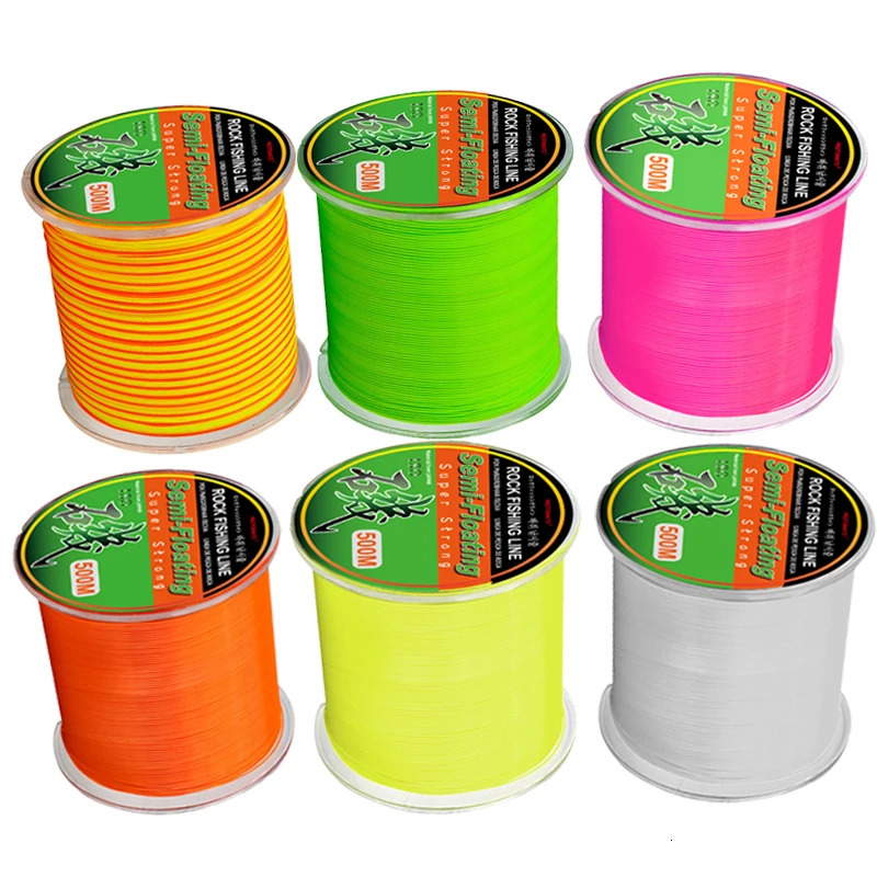 Braid Line 500m Semifloating Monofilament Nylon Fishing White Pink Orange Green Yellow Rock Sea Lure Pole Accessories 231023