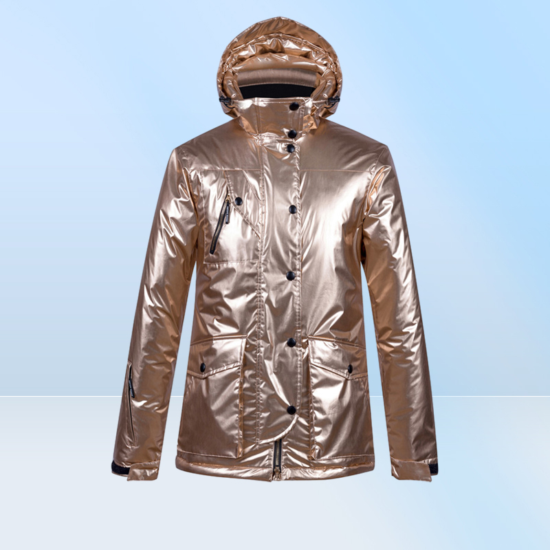 Gold Ski Suit Men Women Snowsuit Couple Winter Outdoor Snowboard Clothing Waterproof Warm Thick Ski Jacket Pant Set1