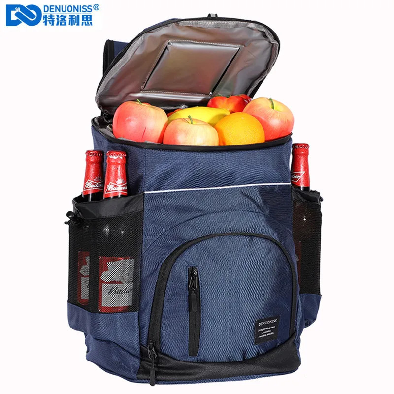 Ice Packs/Isothermic Bags DENUONISS 33L Cooler bag Soft Large 36 Cans Thermal Backpack Insulated Bag Travel Beach Beer Leak-proof Food Storage Bag 231
