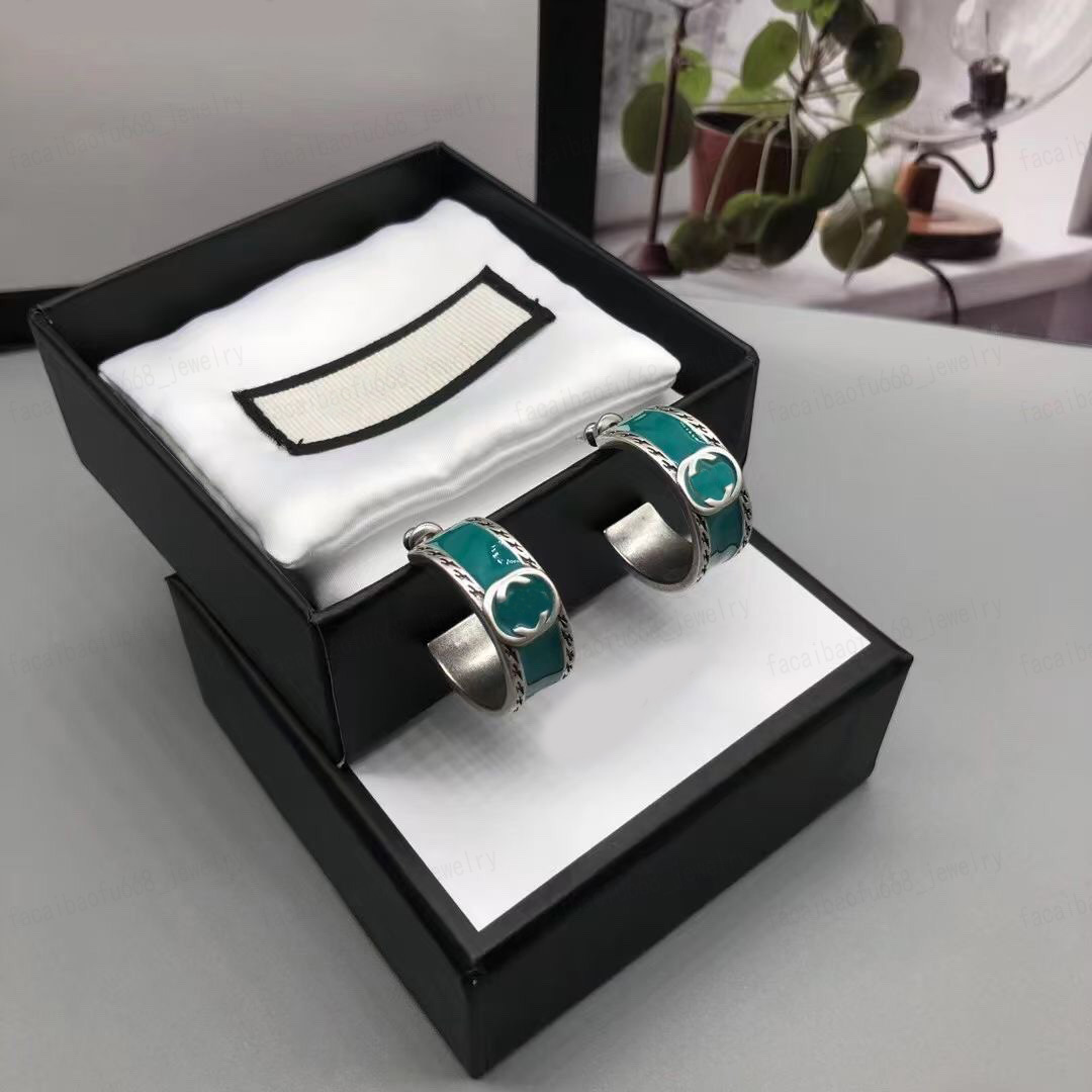 New hot designer earrings, Vintage 925 silver green enamel Drip glazing earrings, fashion personality high sense, party, Valentine's Day, Ch