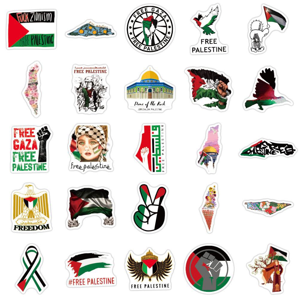 50Pcs Free Palestine Stickers Palestinians Graffiti Stickers for DIY Luggage Laptop Skateboard Motorcycle Bicycle Stickers