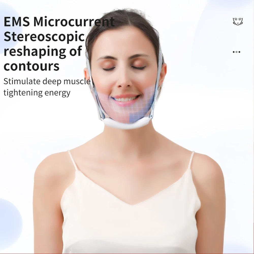 Face Massager EMS V-Face Double Chin Reducer V Face Massager Shape Lifting Slimming Microcurrent Beauty Device V-Line Chin Up Remover 231021