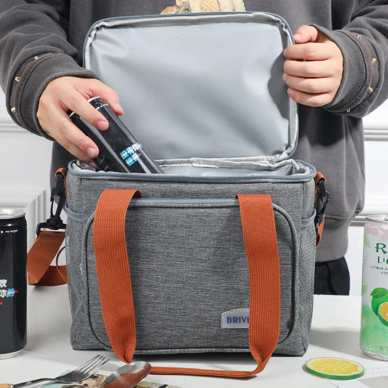 Ice Packs/Isothermic Bags Portable Thermal Lunch Bag Picnic Food Cooler Bags Insulated Case Durable Waterproof Office Lunch bag Cooling Box Shoulder S