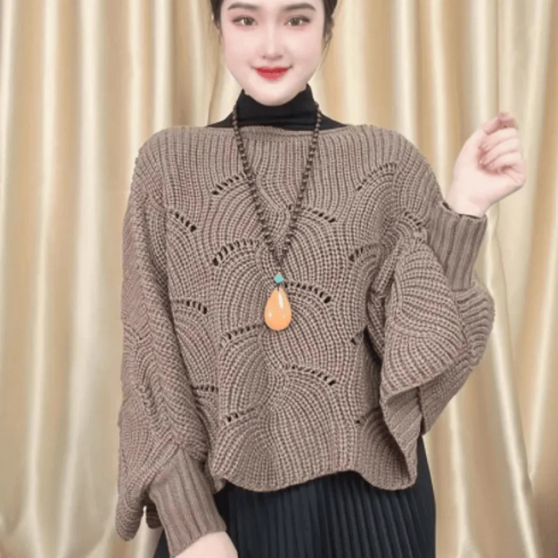 Women's Cape Women's Jackets Irregular Kintting Cloak Sweater Bat Sleeve Knitting Shawl Women Loose Pullovers Plus size loose fitting pullov