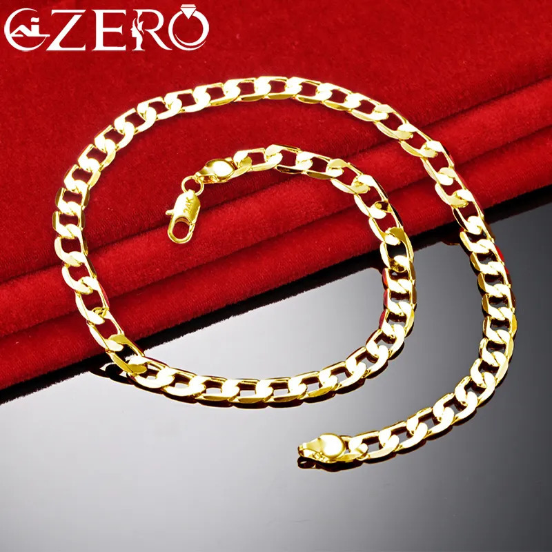 Chokers Special offer 18K gold Necklaces 925 Stamp Silver color Classic 8MM sideways chain for Men woman fine Jewelrys Wedding party 231021
