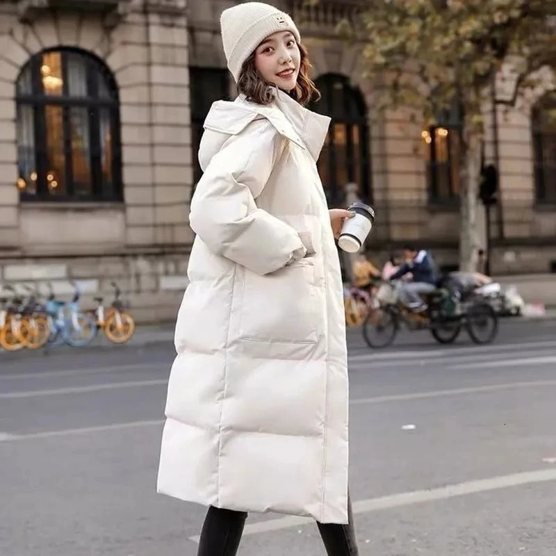 Women's Down Parkas Cotton Jacket Winter Clothing 2023 Korean Loose CottonPadded Coat Casual Long Overcoat Thick Warm Hooded Parka 231023Z