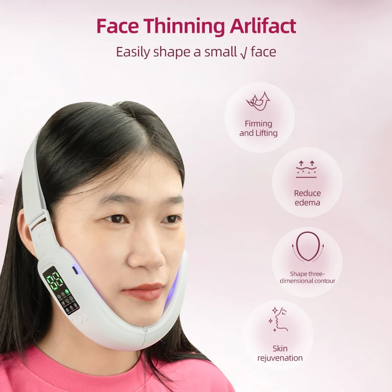 Face Massager Microcurrent Face Lifting Machine V Face Double Chin Remover EMS Massager Compress Skin Rejuvenation Beauty Device 231021