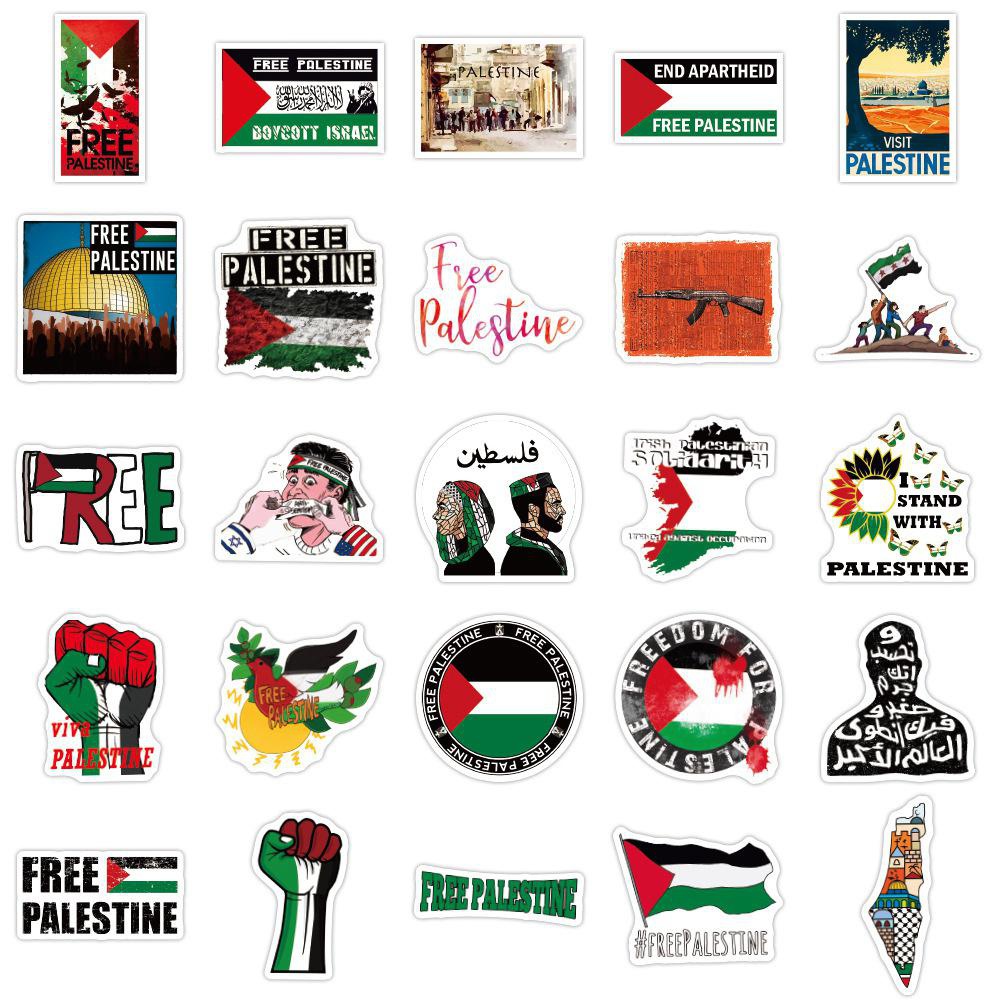 50Pcs Free Palestine Stickers Palestinians Graffiti Stickers for DIY Luggage Laptop Skateboard Motorcycle Bicycle Stickers